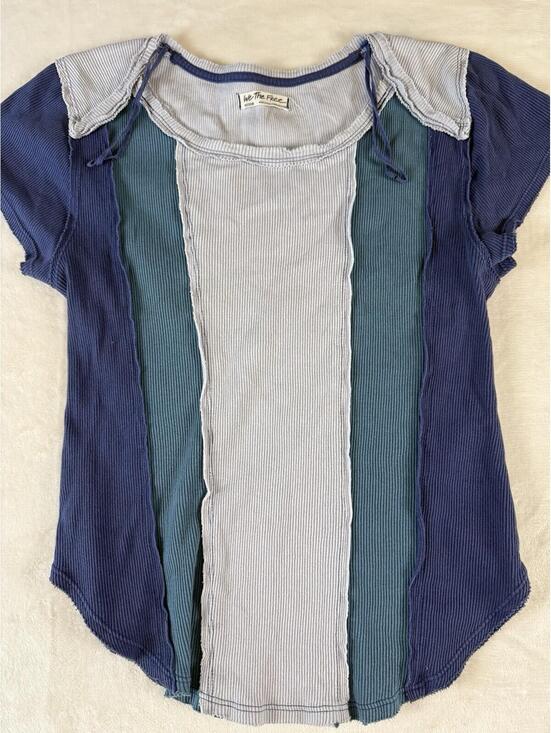Free People Tops - We The Free Ribbed Patchwork Tee Medium Multicolor Short‎ Sleeve